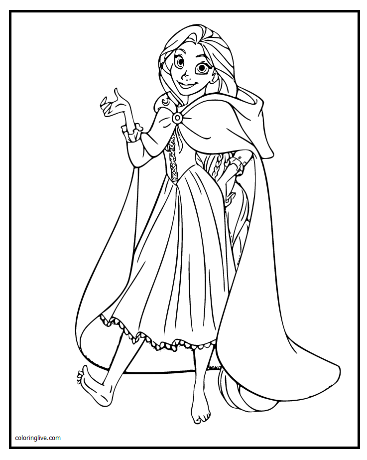 Printable Rapunzel Coloring Page for kids.