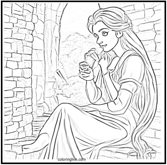 Printable Rapunzel   6 Coloring Page for kids.