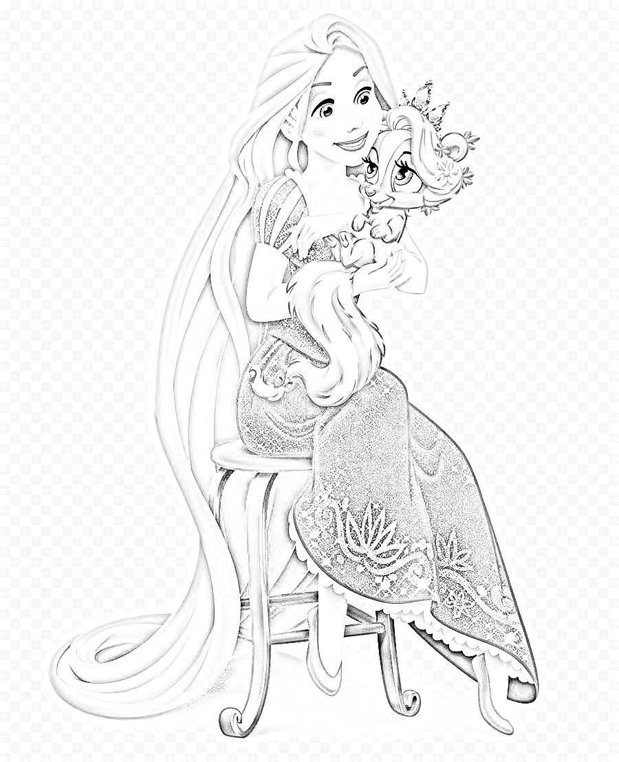 Rapunzel Coloring Pages (Tangled: Princess Rapunzel, Flynn, Pascal the ...