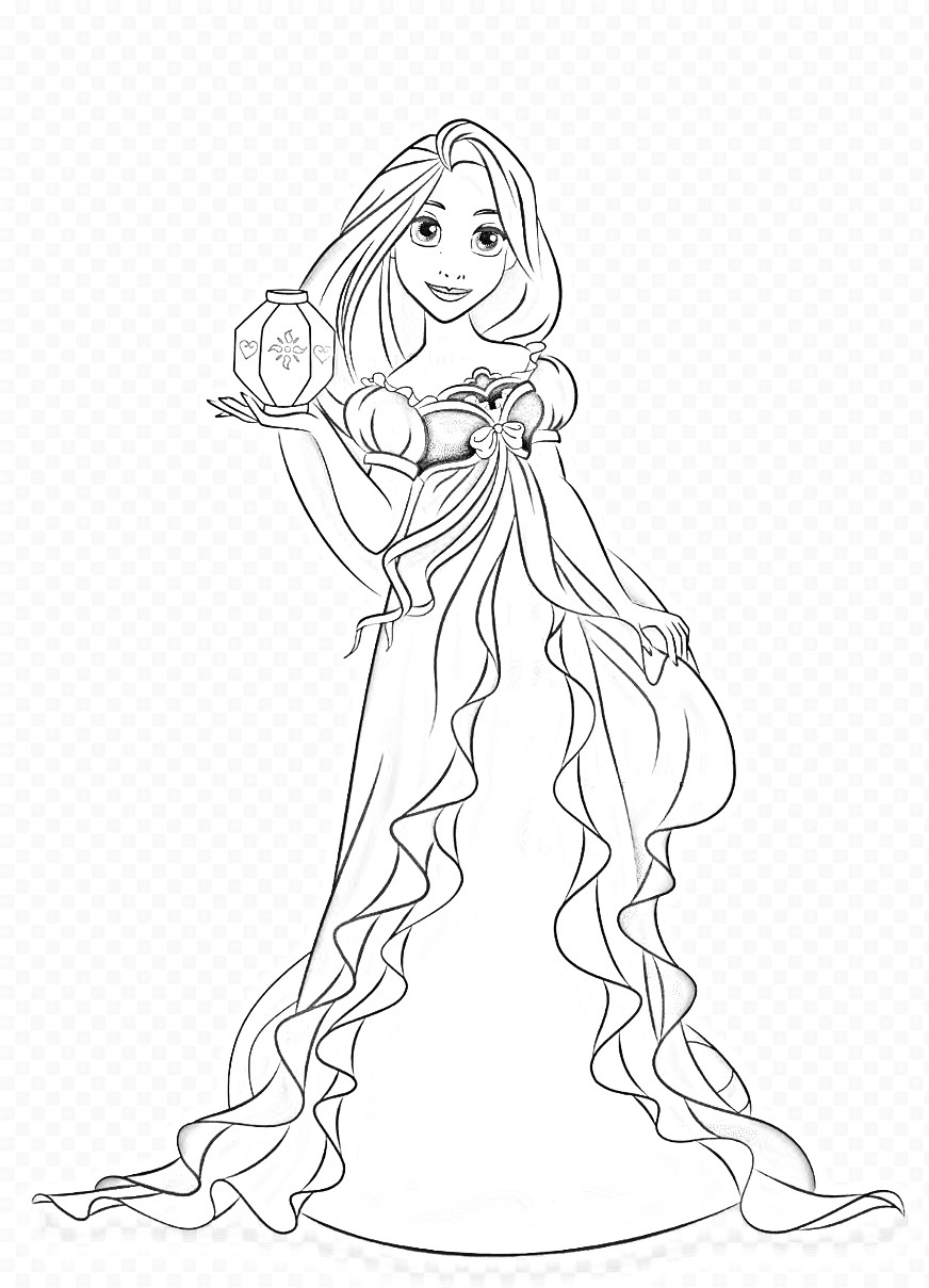 Rapunzel Coloring Pages (Tangled: Princess Rapunzel, Flynn, Pascal the ...