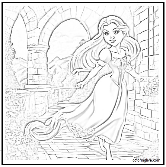 Printable Rapunzel   4 Coloring Page for kids.