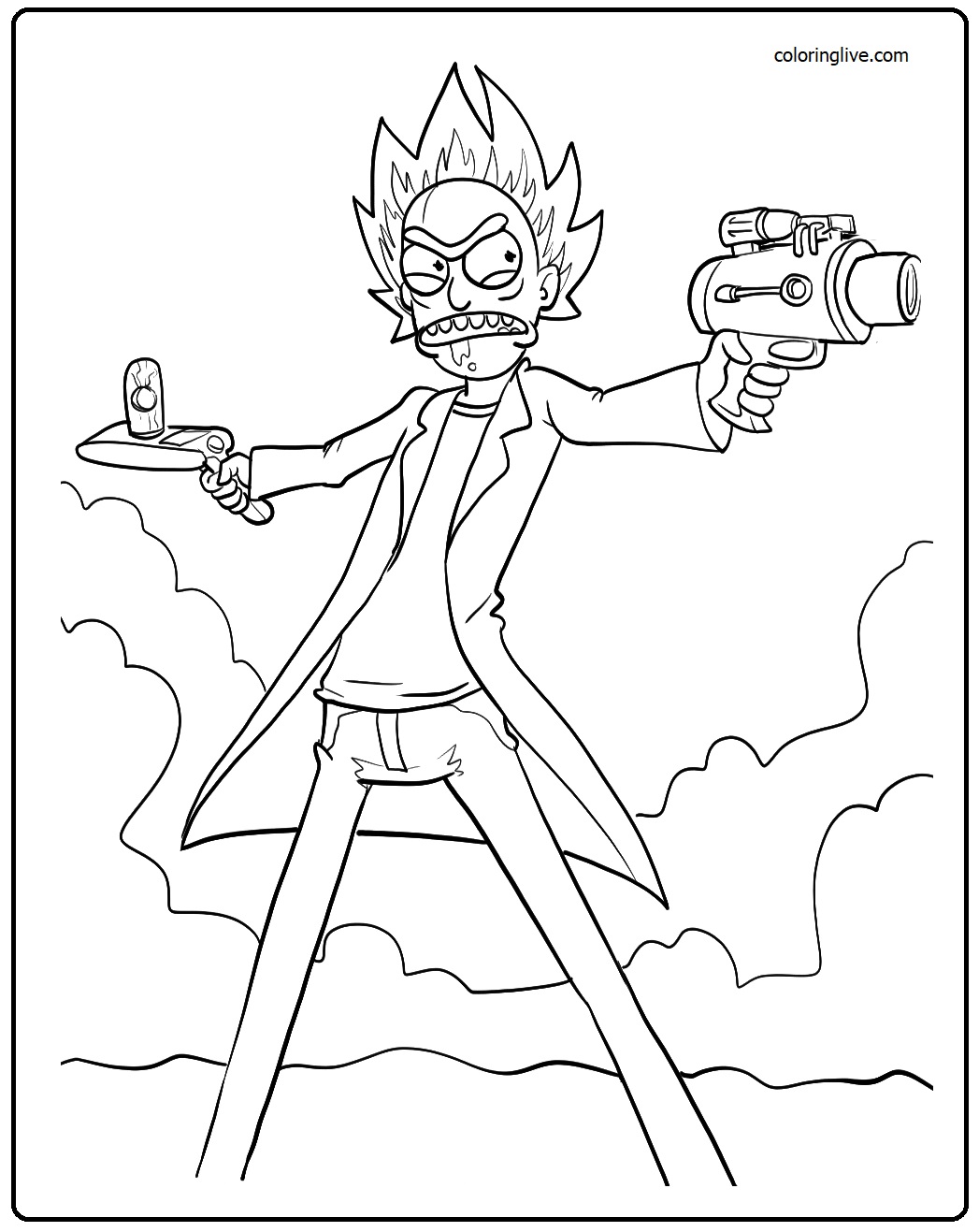Printable Rick and Morty  sheet Coloring Page for kids.