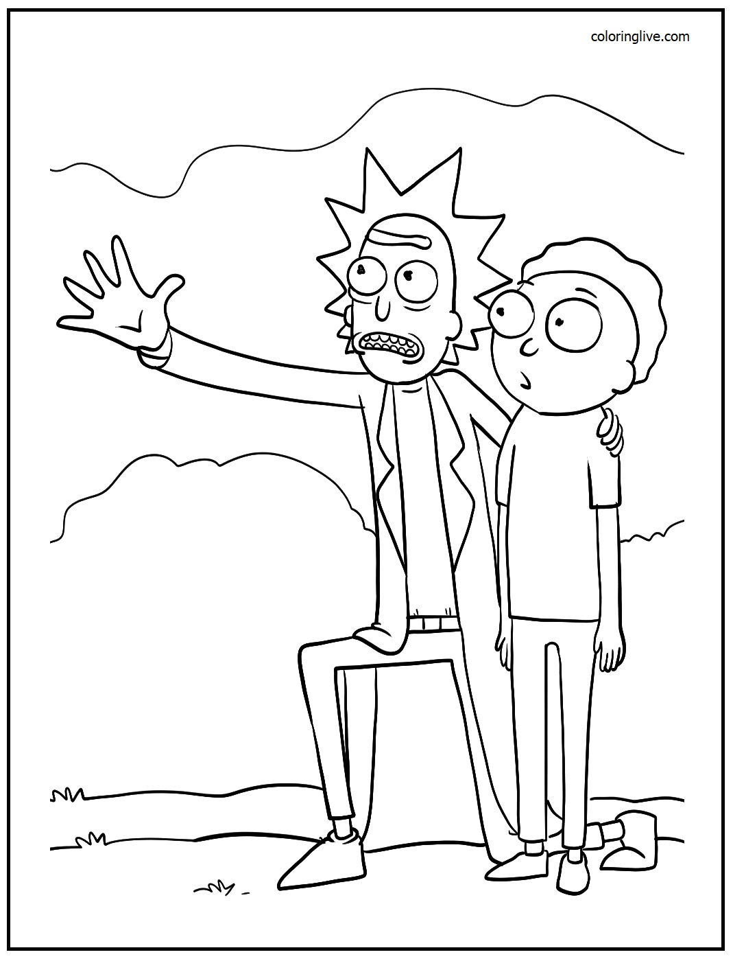 Printable Rick and Morty Coloring Page for kids.