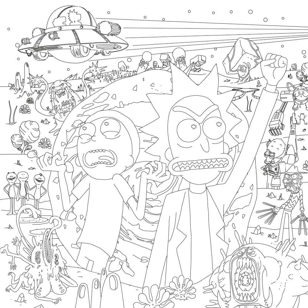 Rick and Morty Coloring Pages | Cartoon coloring pages, Coloring ...