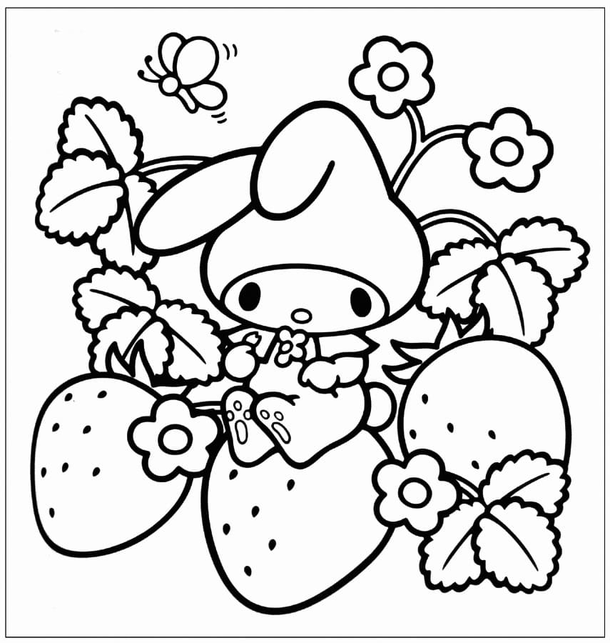 Printable Sanrio My Melody Coloring Page for kids.