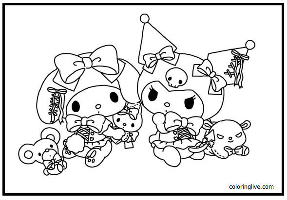 Printable Sanrio   3 Coloring Page for kids.