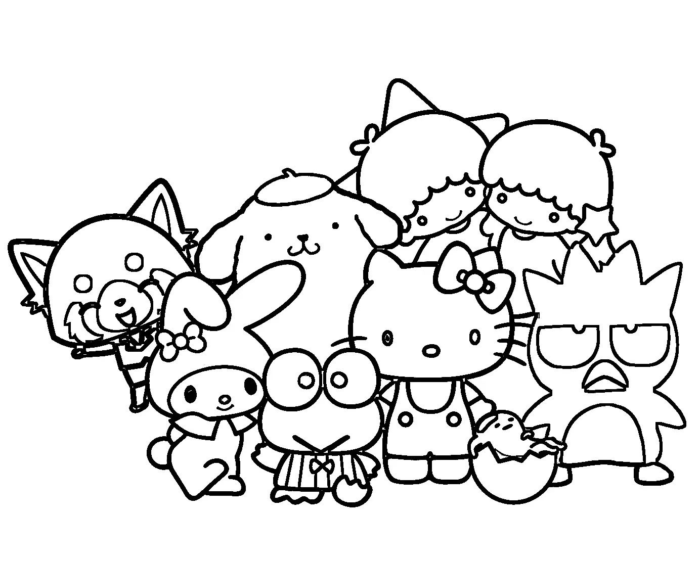 Printable Sanrio Hello Kitty Coloring Page for kids.