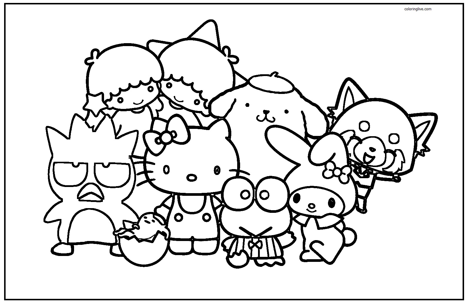Printable Sanrio   6 Coloring Page for kids.