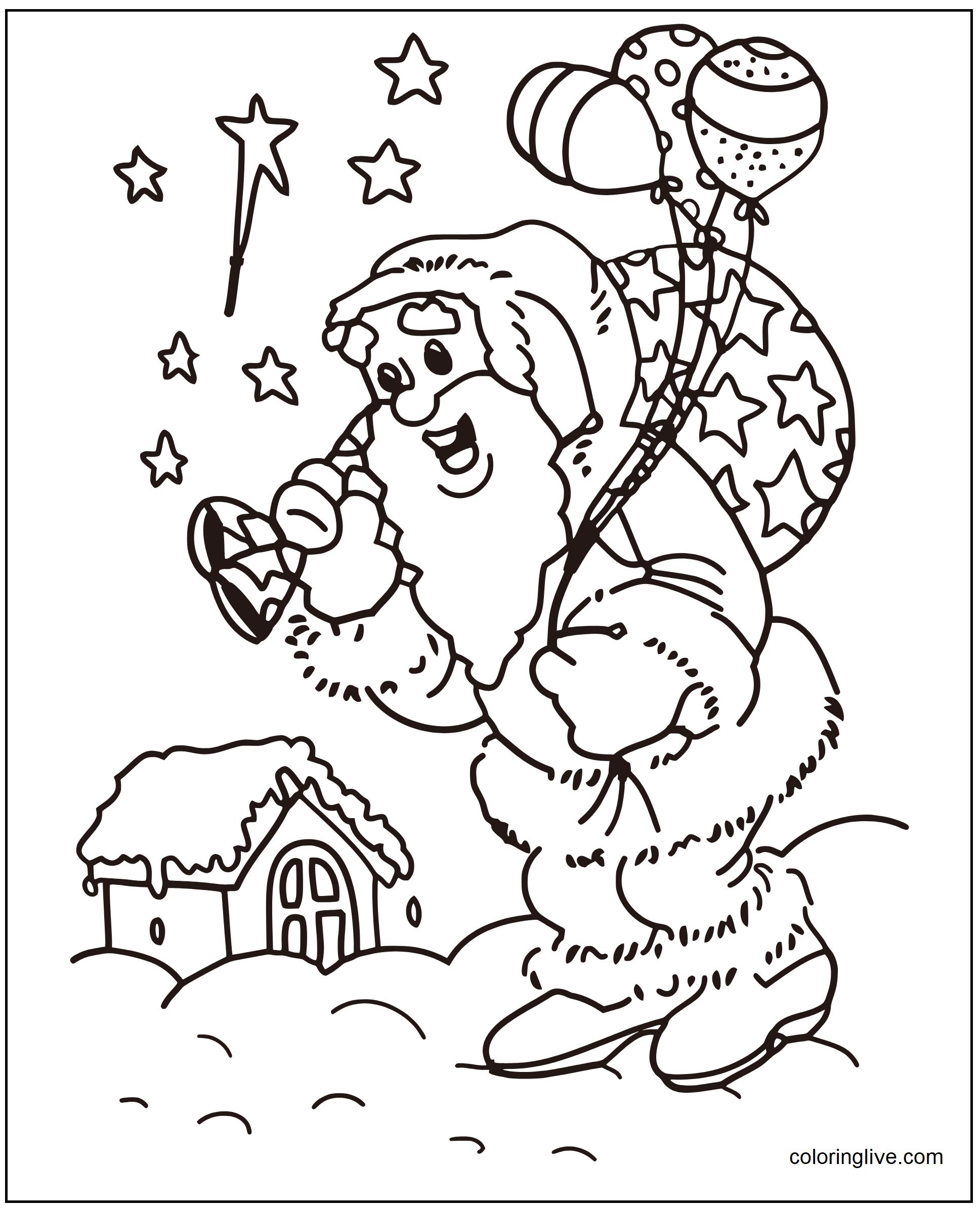 Printable Santa coming Coloring Page for kids.