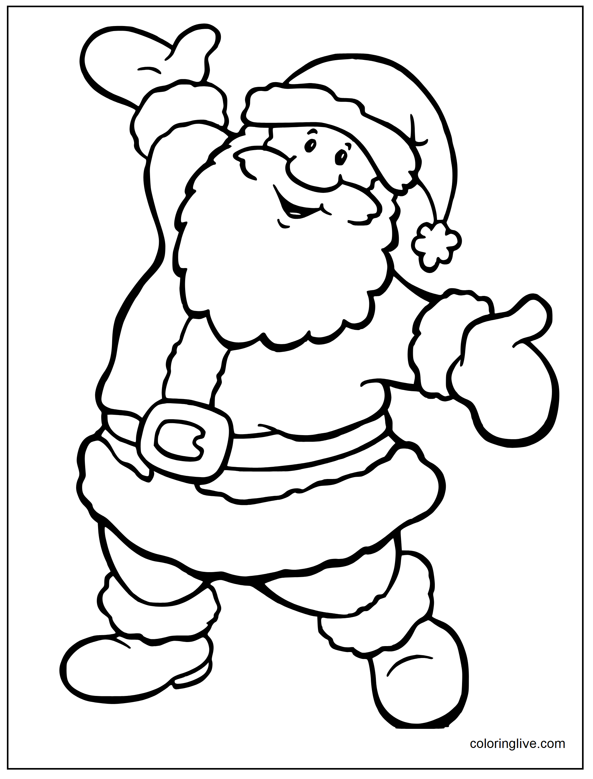 Printable Happy santa  sheet Coloring Page for kids.