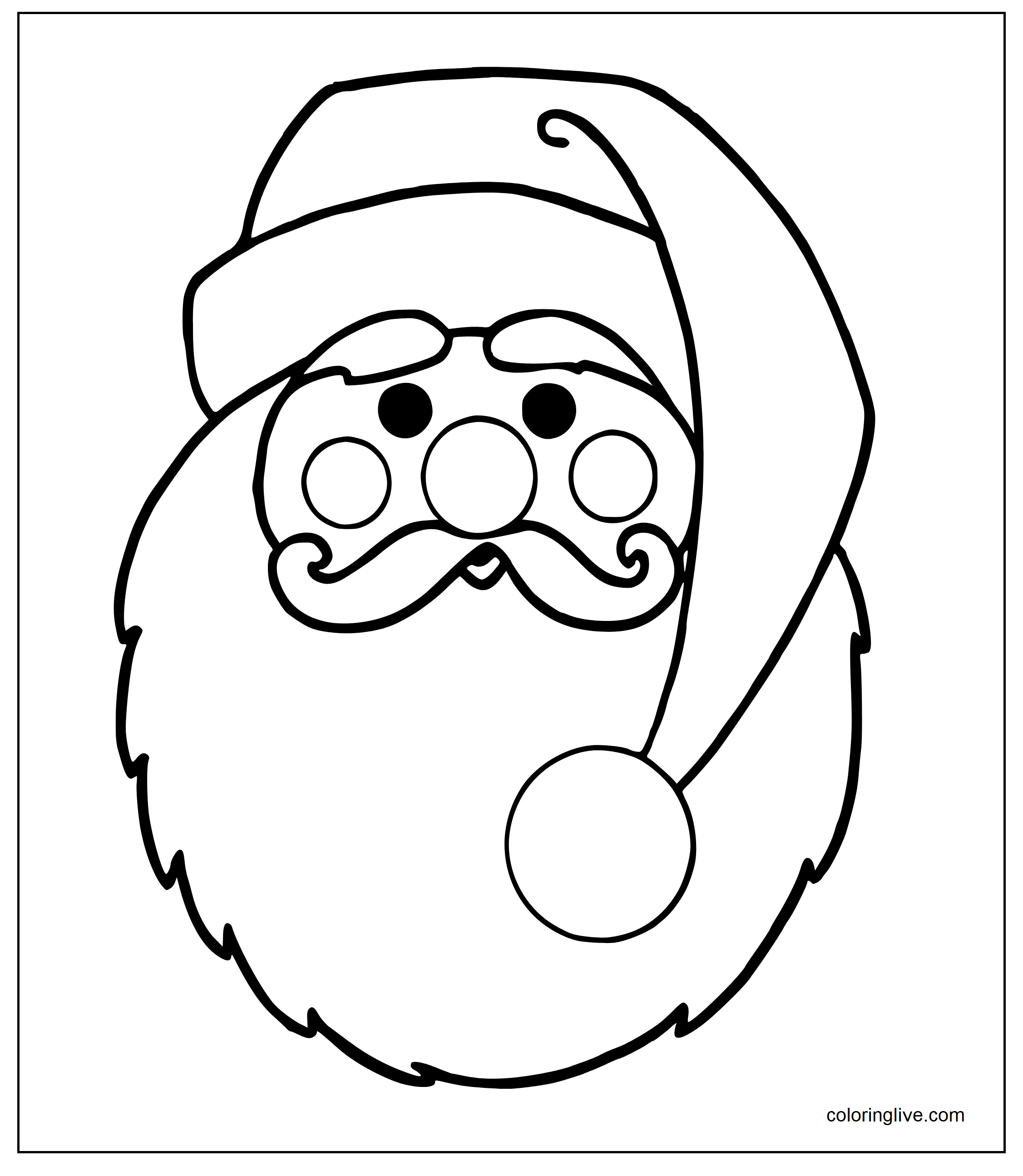 Printable Santa face Coloring Page for kids.
