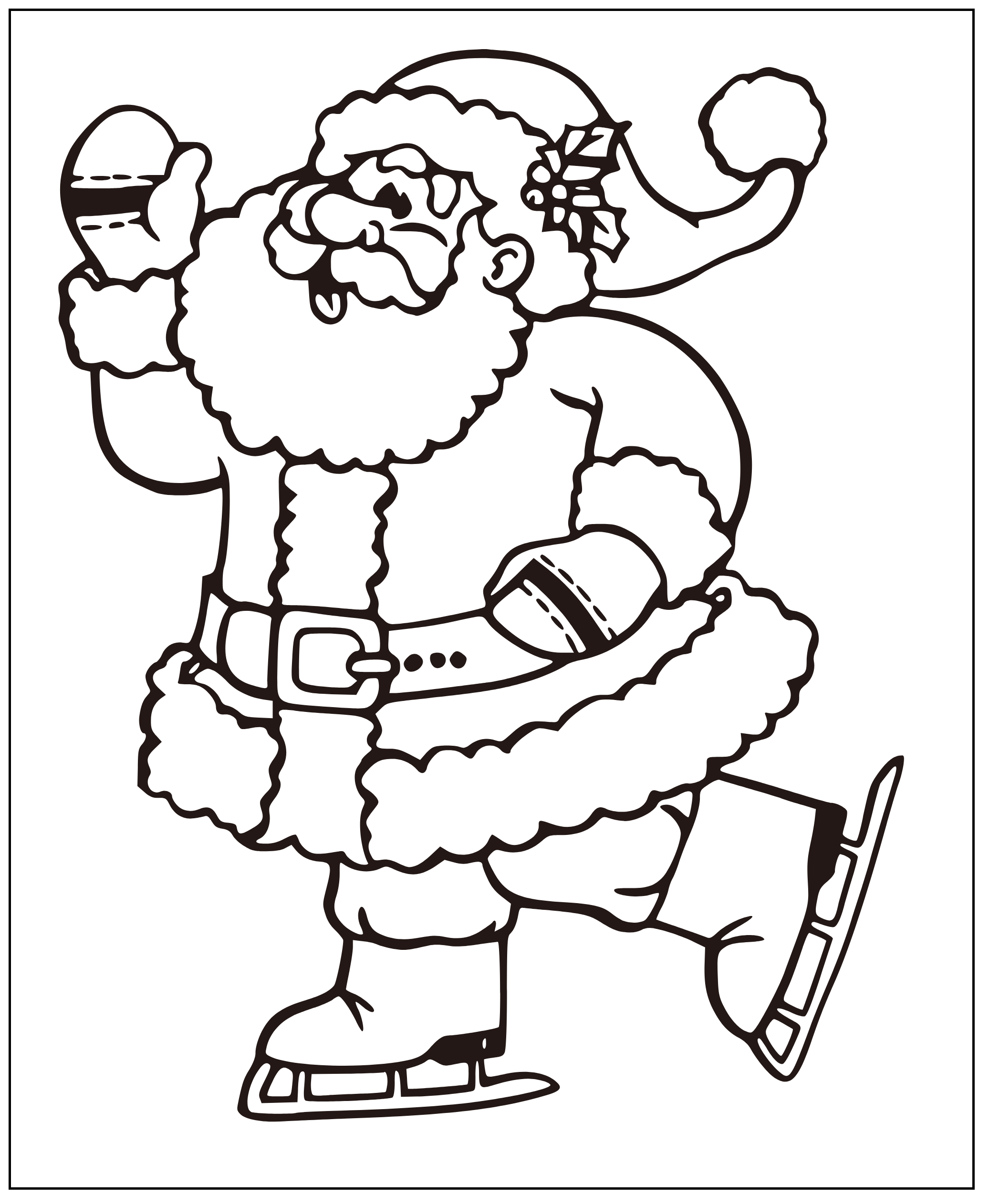 Printable Santa running Coloring Page for kids.