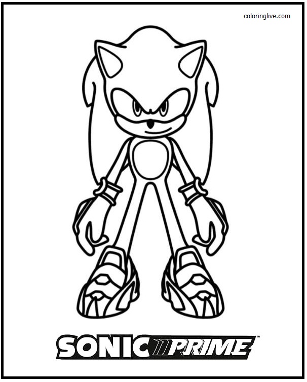 Printable Sonic from Sonic Prime Coloring Page for kids.