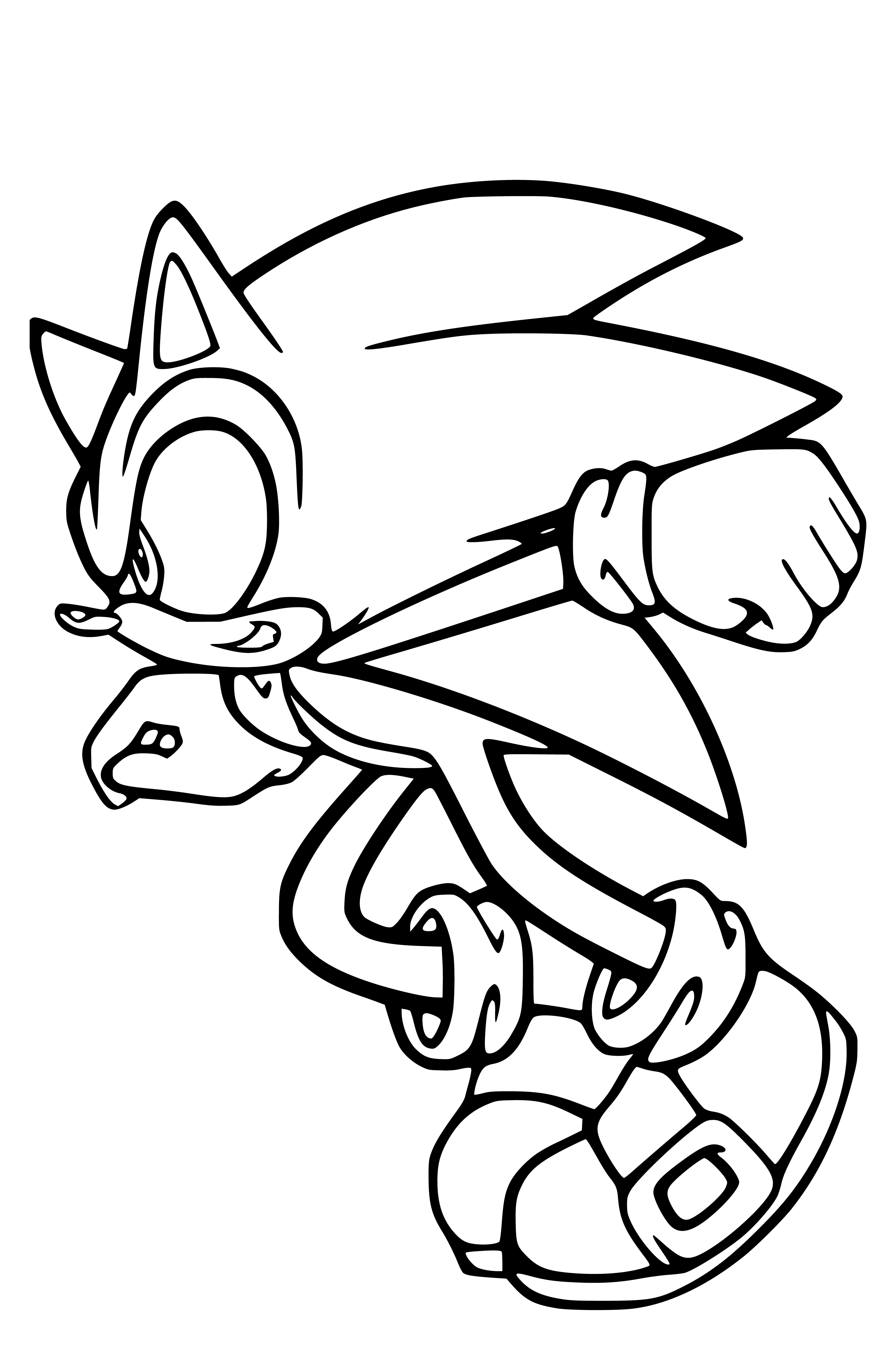 Printable Running Sonic Coloring Page for kids.
