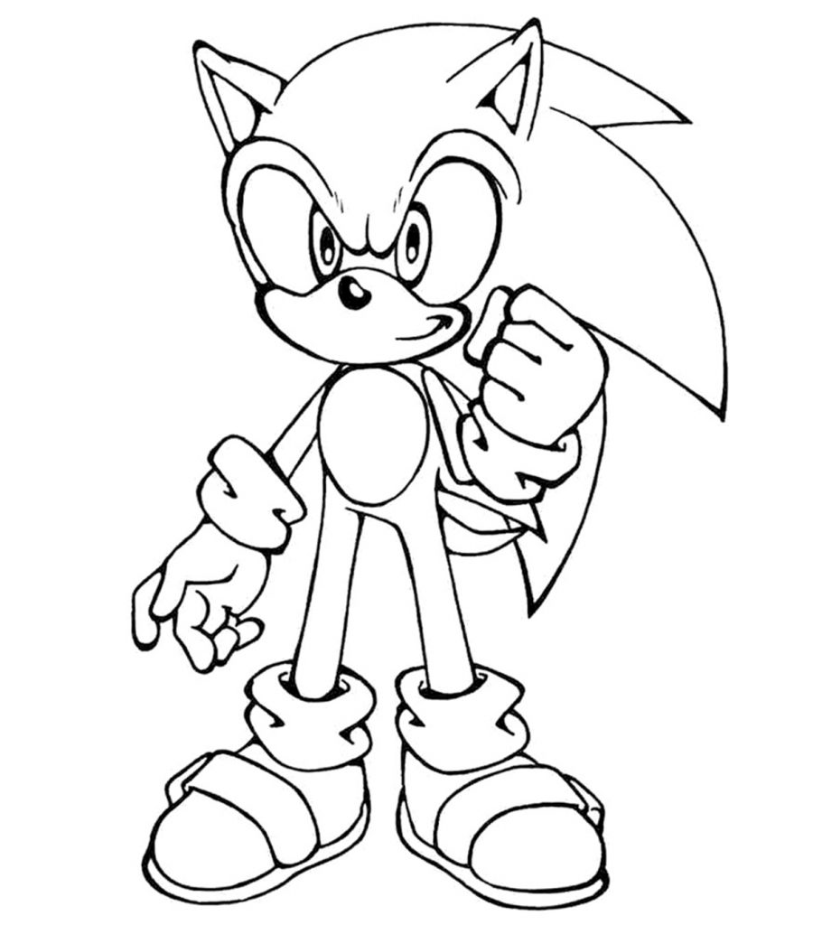 Printable Sonic blank black and white picture to color Coloring Page for kids.