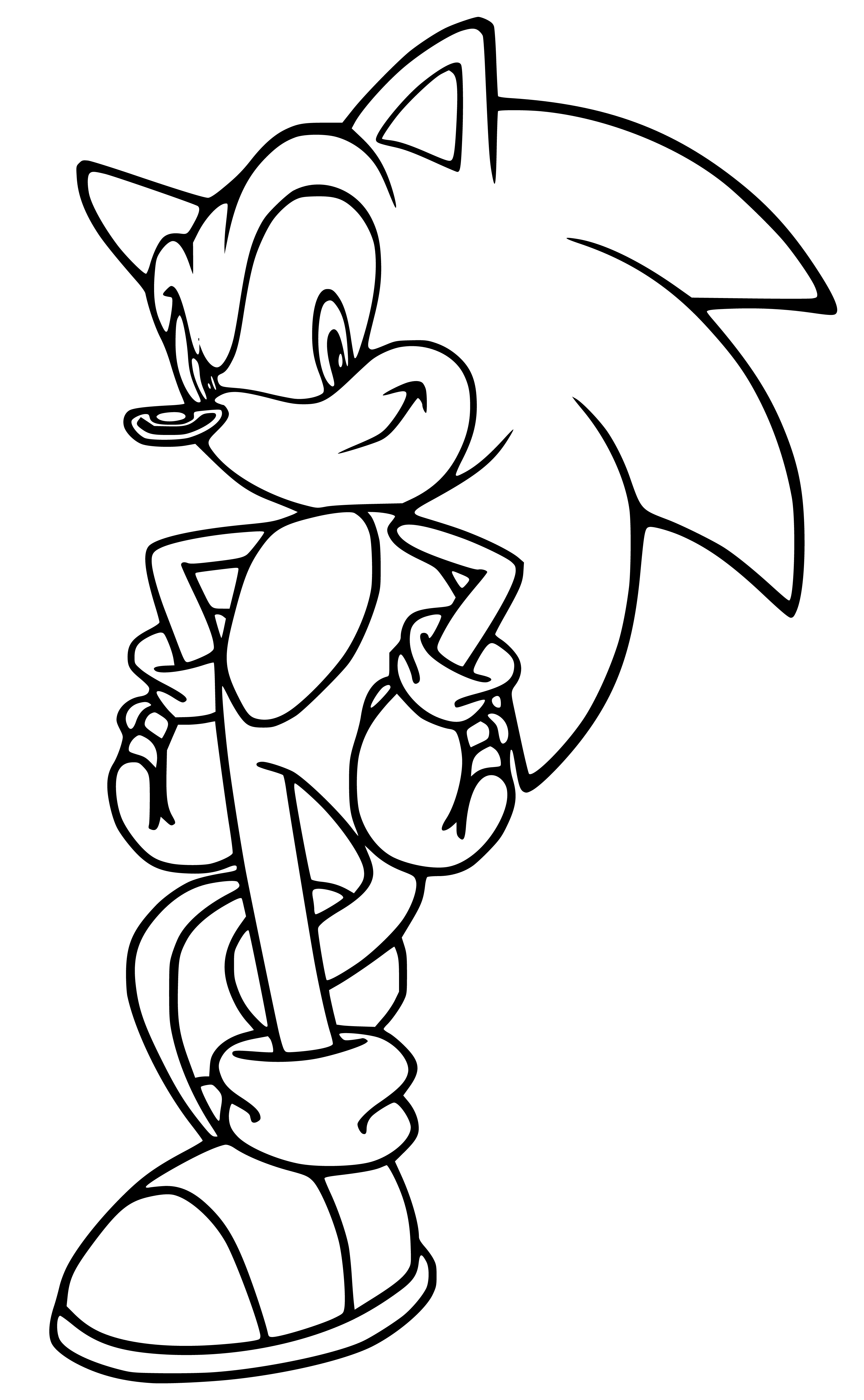 Printable Cute Sonic the Hedgehog Coloring Page for kids.