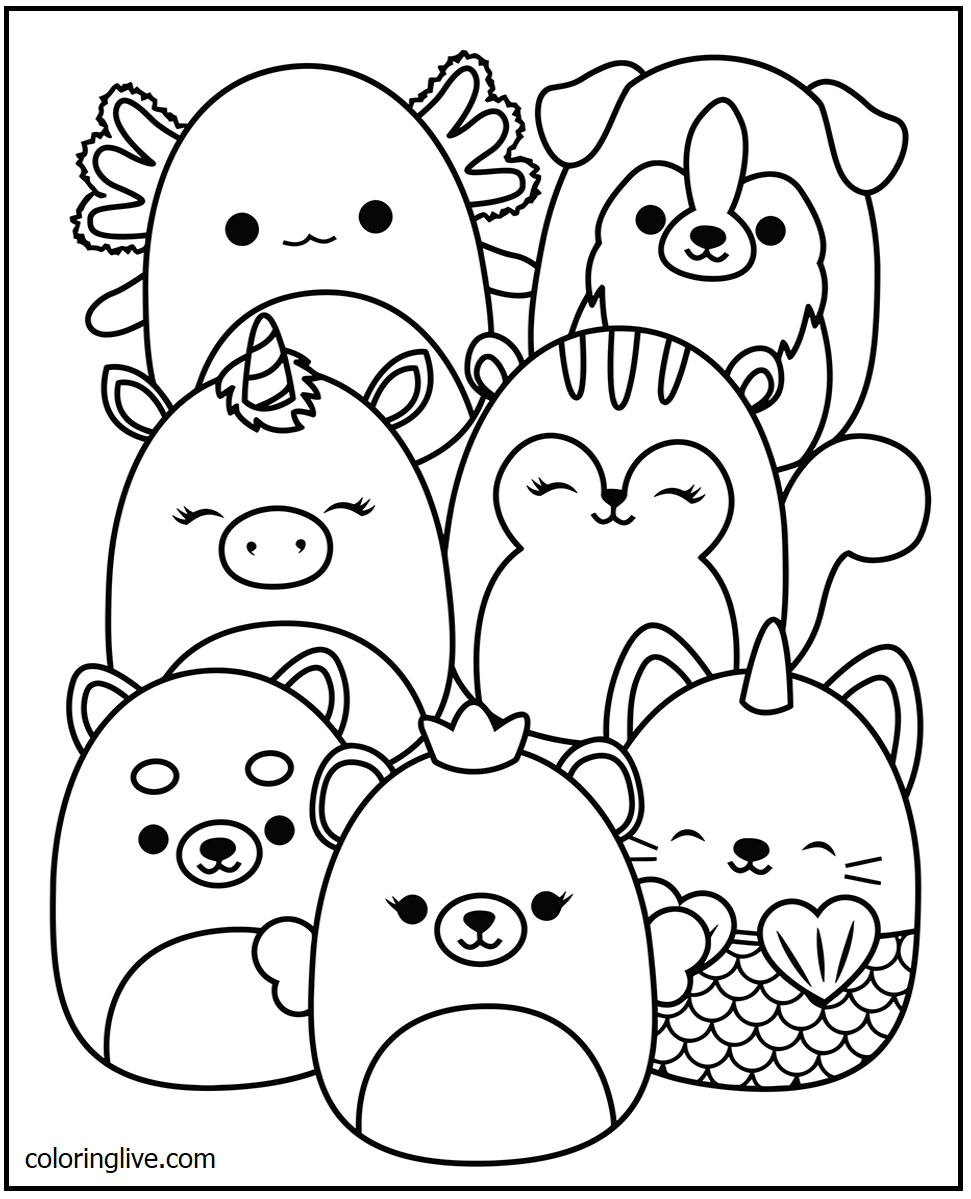 Printable Squishmallow   12 Coloring Page for kids.