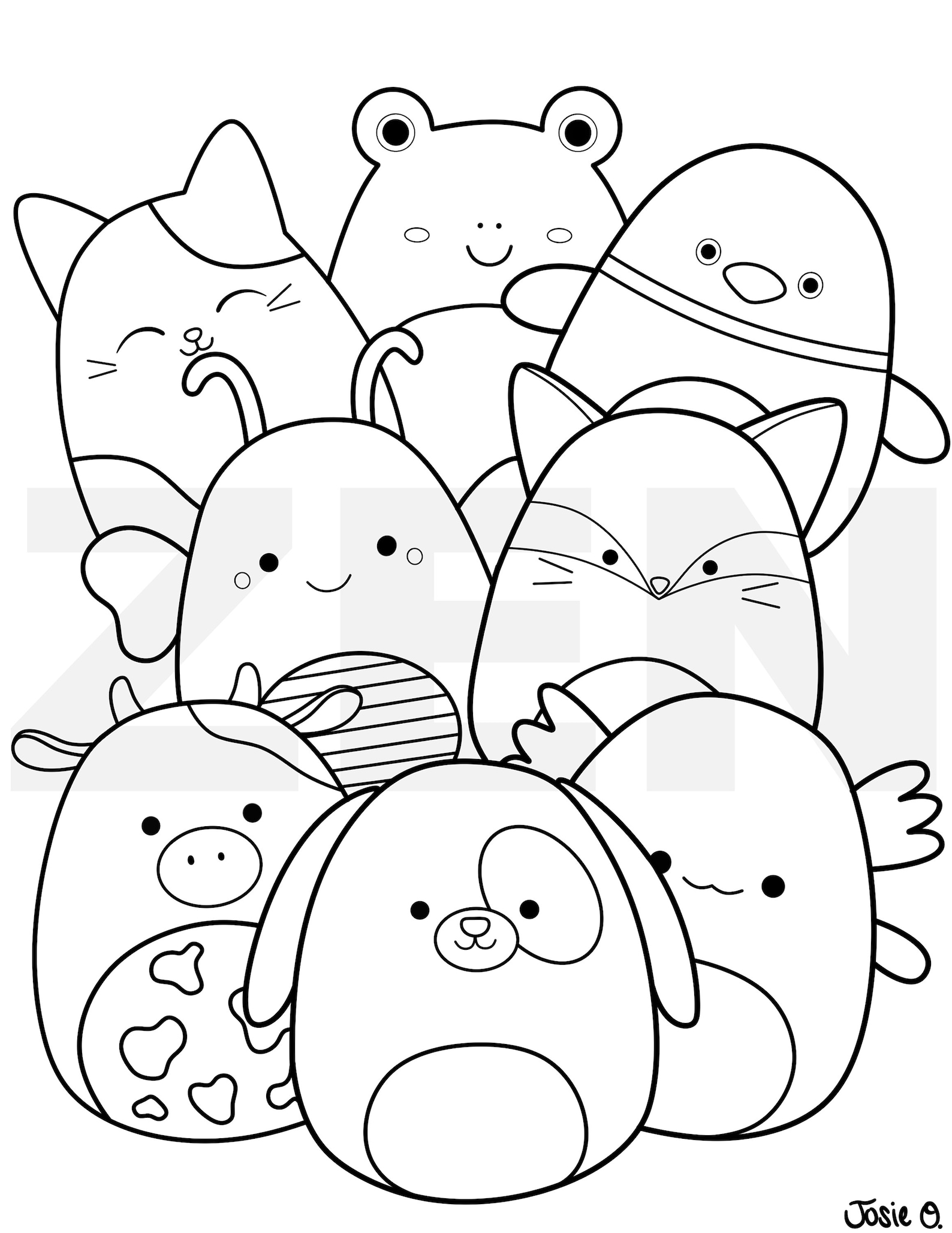 Printable Squishmallow Coloring Page for kids.