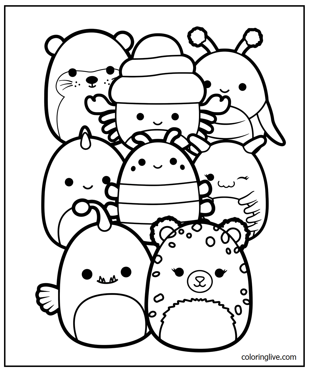 Printable Squishmallow   14 Coloring Page for kids.