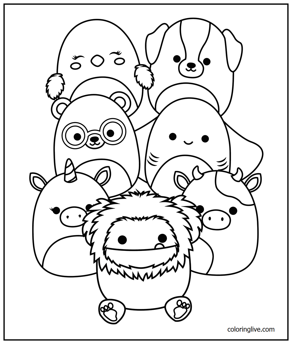 Printable Squishmallow   13 Coloring Page for kids.