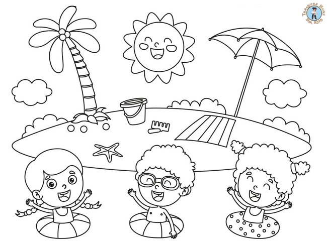Printable Hello Summer Coloring Page for kids.