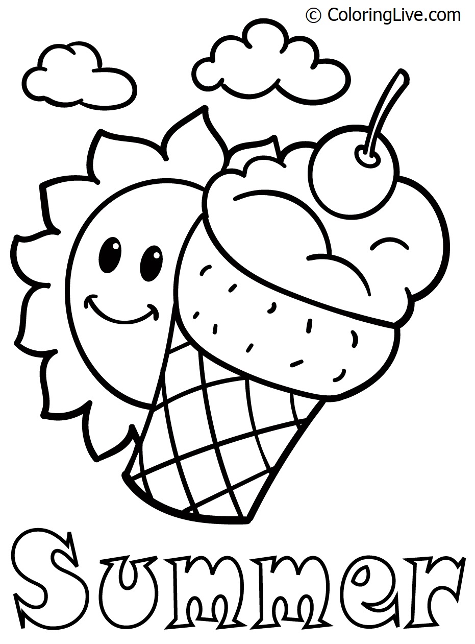 Printable Summer   2 Coloring Page for kids.