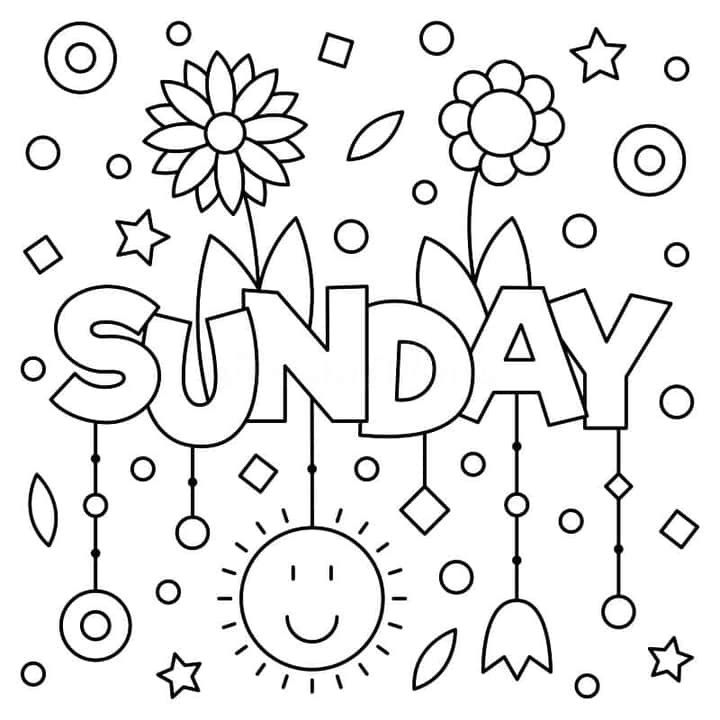 Printable Happy Sunday Coloring Page for kids.