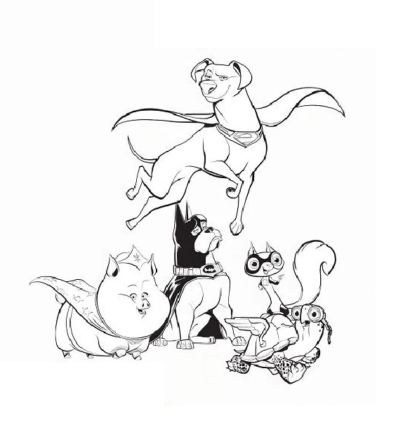 Printable DC: Super Pets Coloring Page for kids.