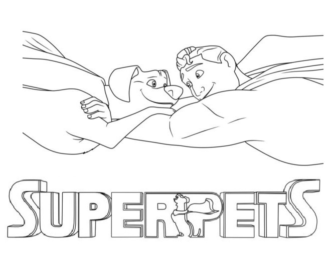 Printable Superman and Krypto Dog Coloring Page for kids.