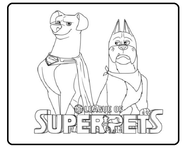 Printable Krypto and Ace Dogs Coloring Page for kids.