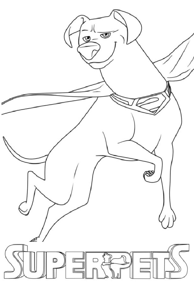 Printable KRYPTO the Super Dog Coloring Page for kids.