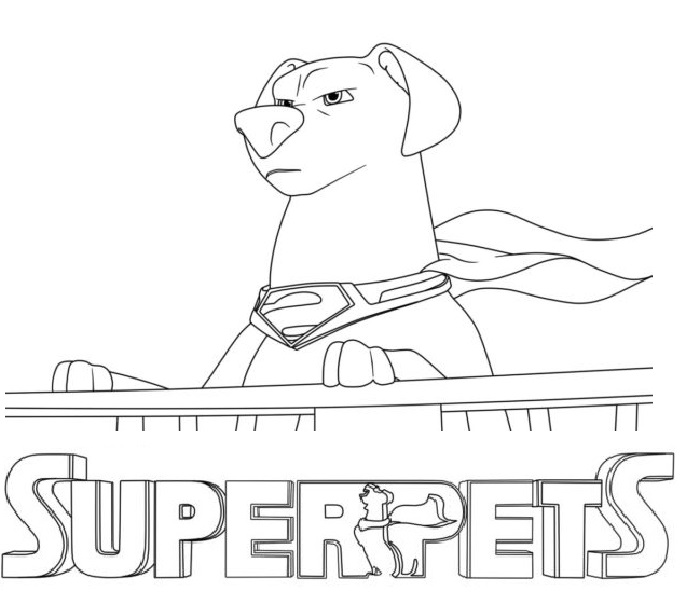 Printable Super Dog Krypto Coloring Page for kids.