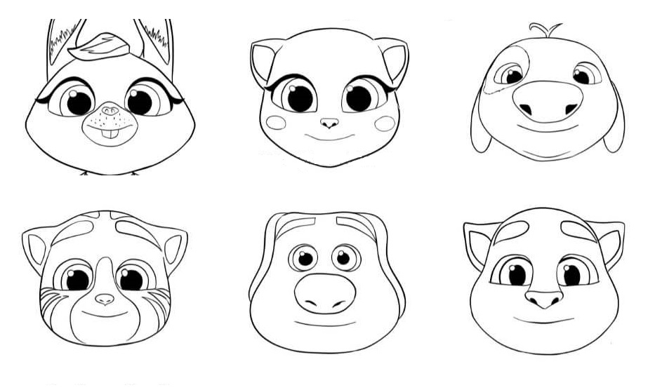 Printable Talking Tom Cat and Friends Coloring Page for kids.