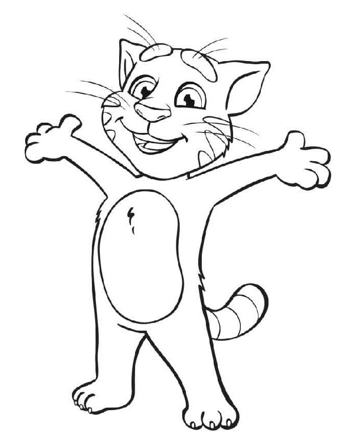 Printable Talking Tom Cat Coloring Page for kids.