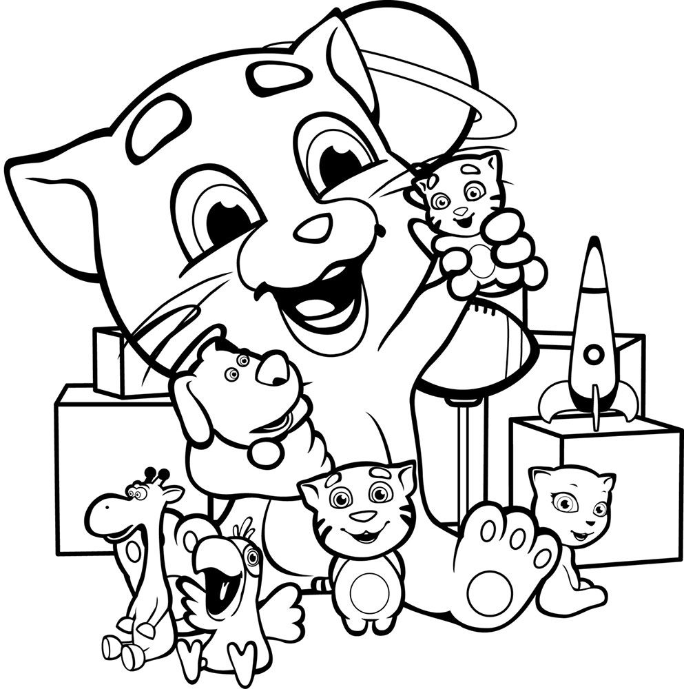 Printable Talking Tom Coloring Page for kids.
