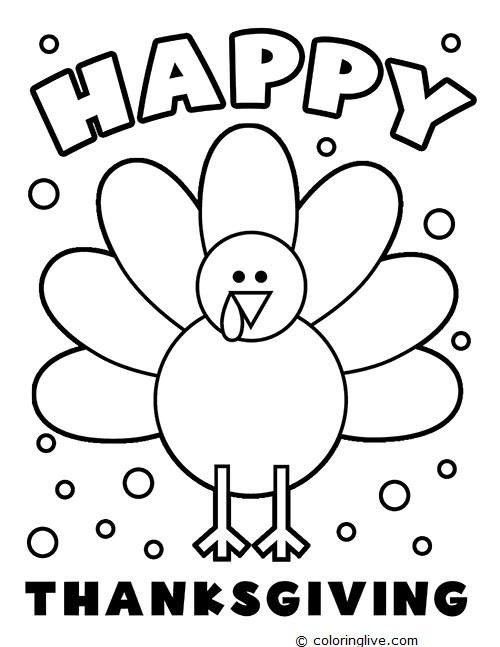 Printable Happy Thanksgiving Turkey Coloring Page for kids.