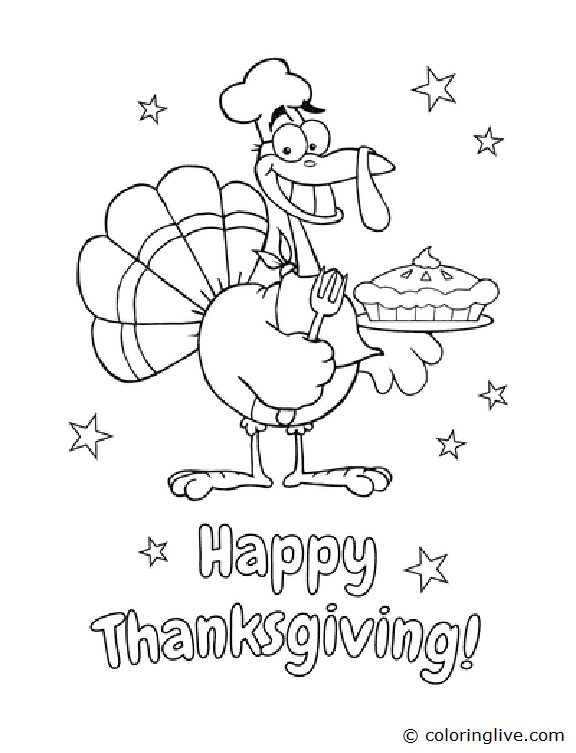 Printable Happy Thanksgiving Served Coloring Page for kids.