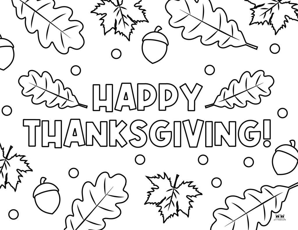 Printable Happy Thanksgiving Coloring Page for kids.
