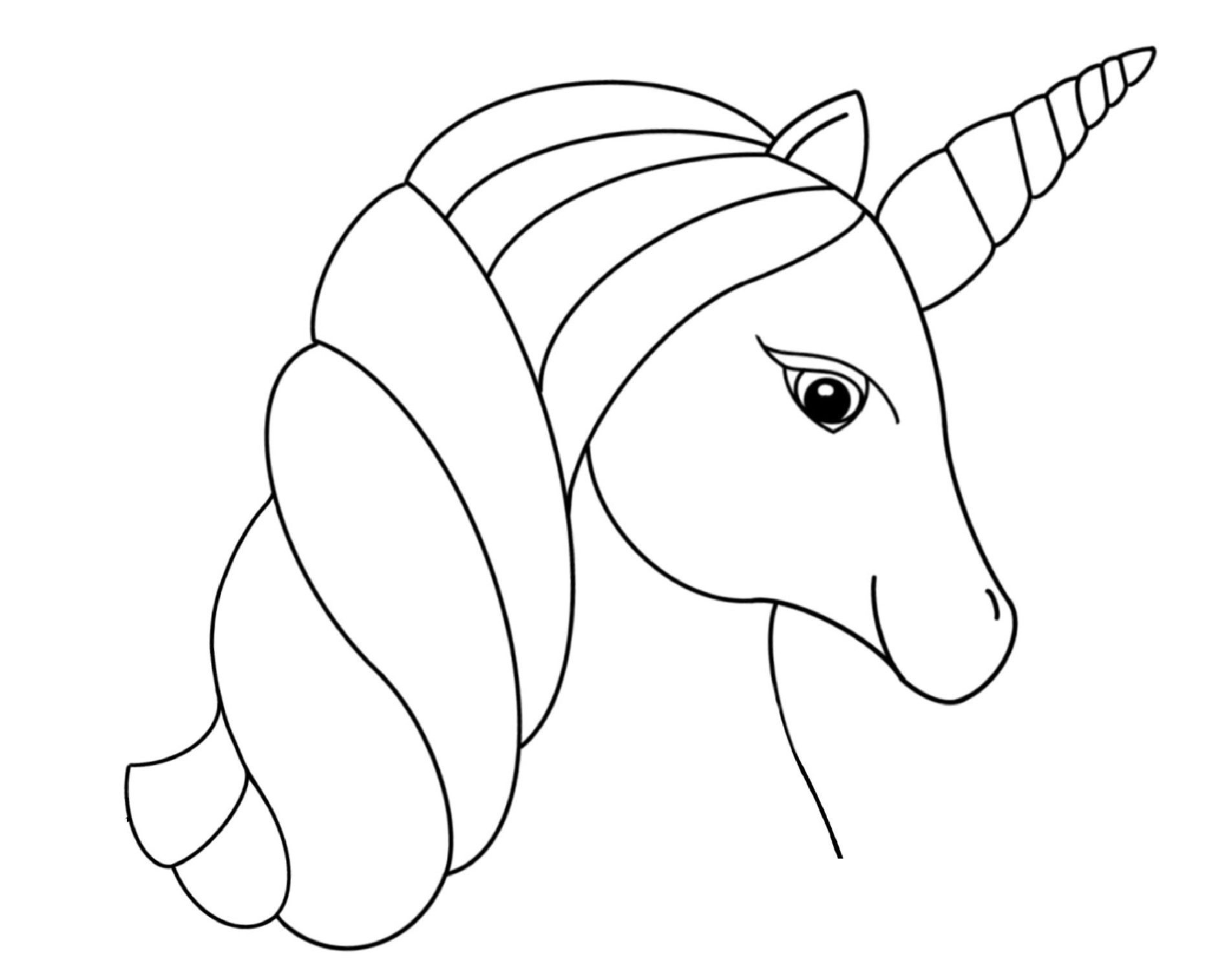 Printable Unicorn Face Coloring Page for kids.