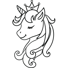 Printable Queen Unicorn Coloring Page for kids.