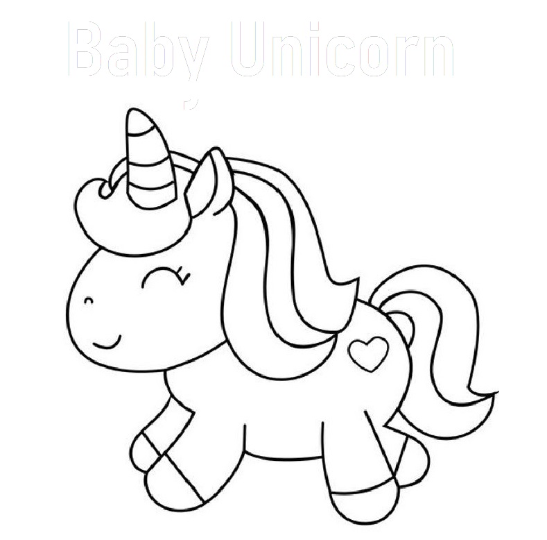 Printable Baby Unicorn Coloring Page for kids.