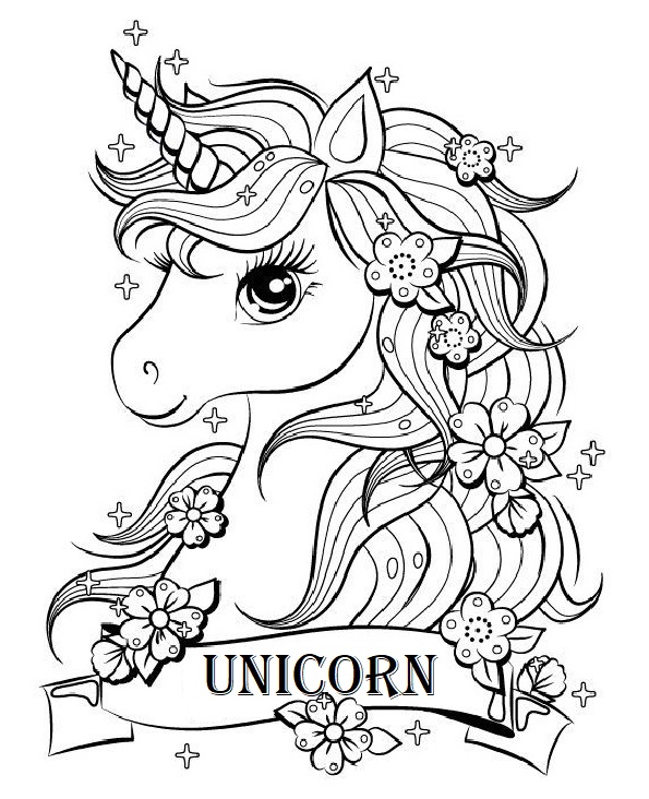 Printable Beautiful Unicorn Coloring Page for kids.