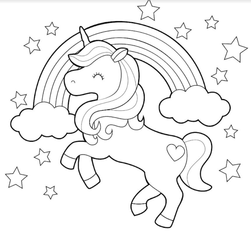 Printable Sweet Dreams with Unicorn Coloring Page for kids.