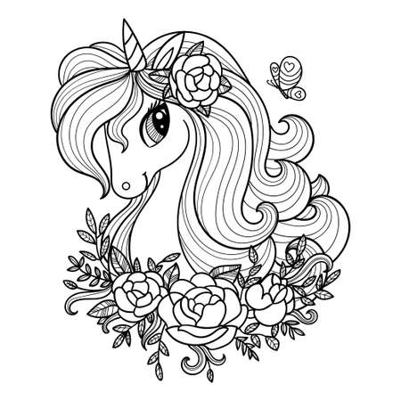 Printable Unicorn Head Coloring Page for kids.