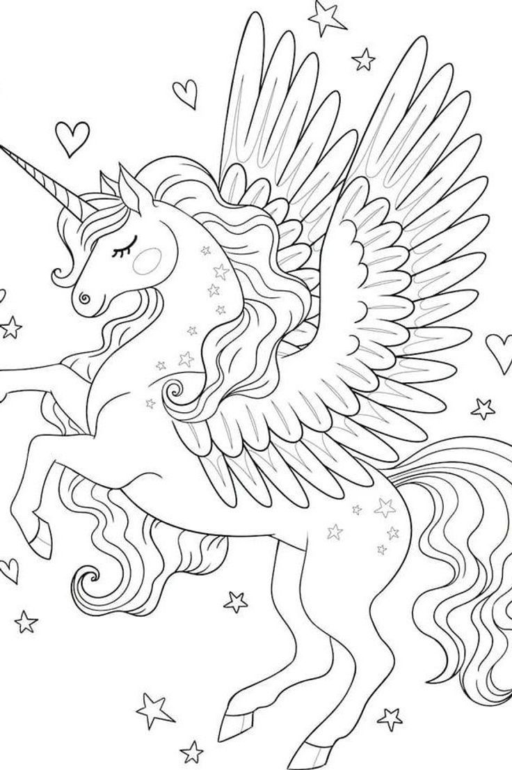 Printable A magical unicorn with intricate patterns and an outline similar to a mandala, ideal for adults to color. Its enchanting posture mesmerizes Coloring Page for kids.