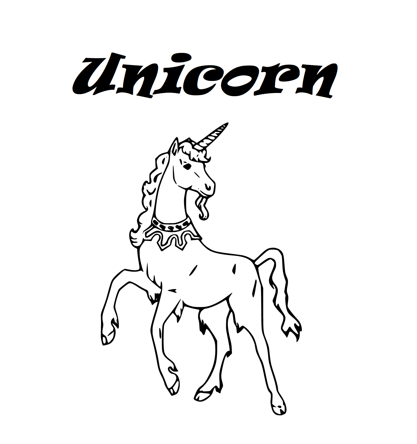 Printable Unicorn drawing to color Coloring Page for kids.