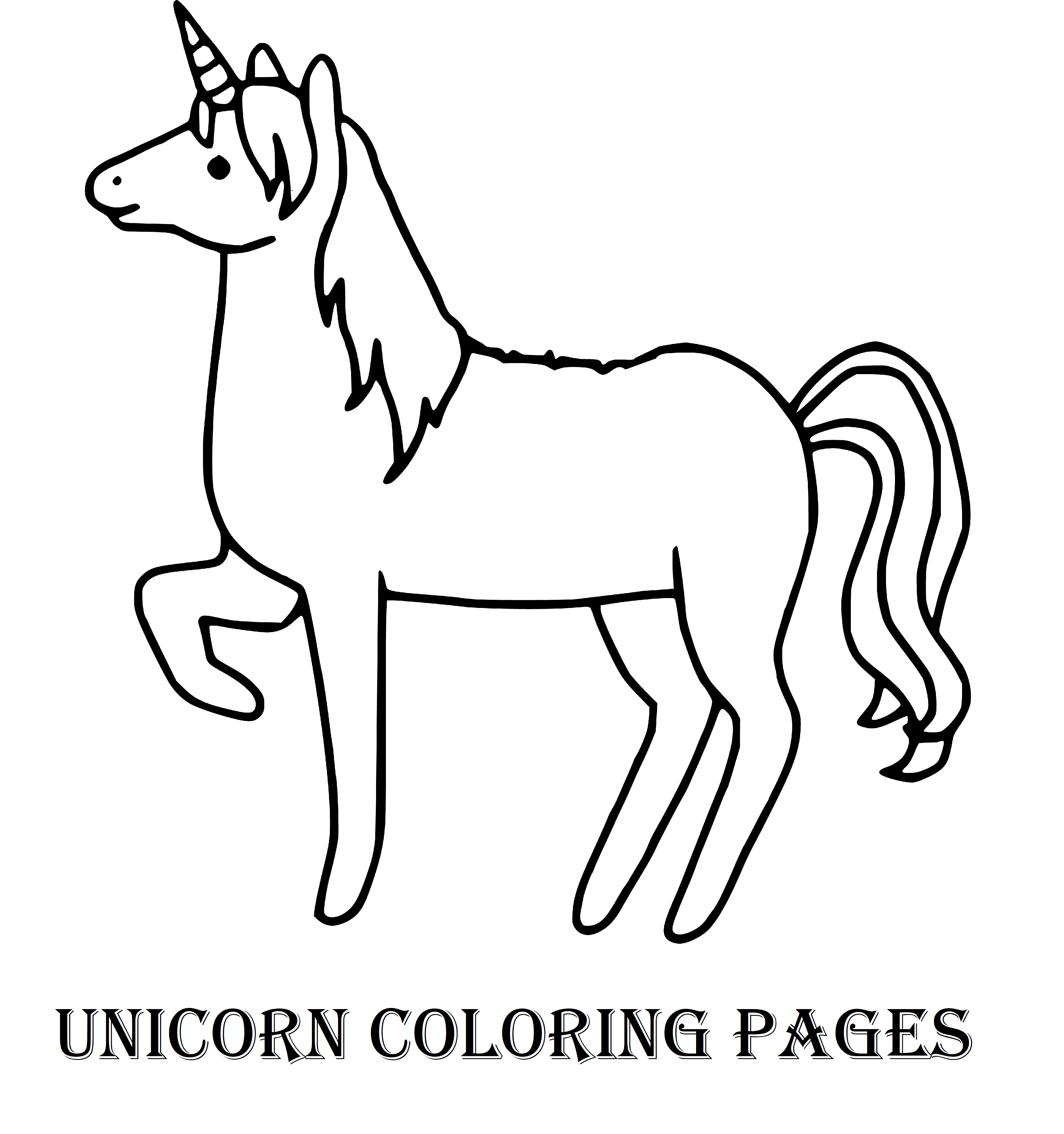 Printable Unicorn sketch Coloring Page for kids.