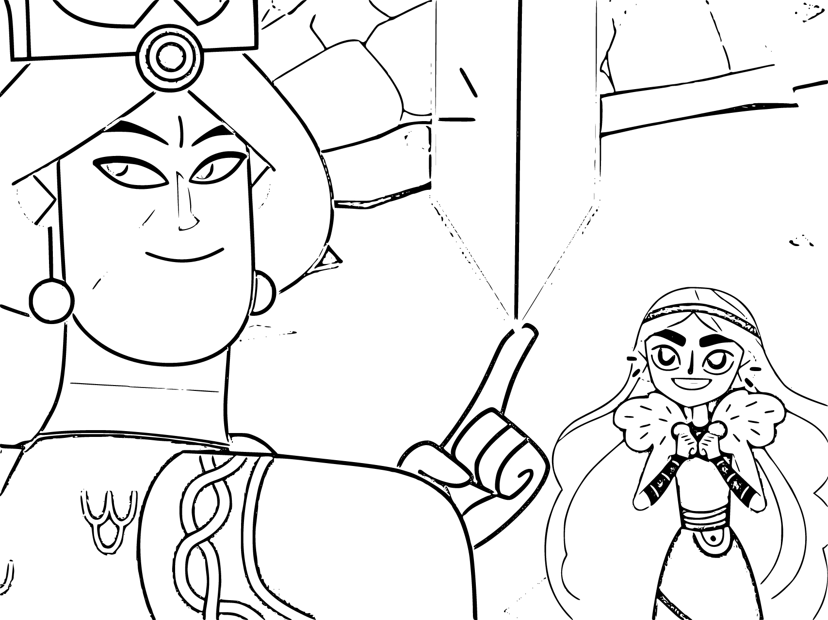 Printable Ylva and Teacher Coloring Page for kids.