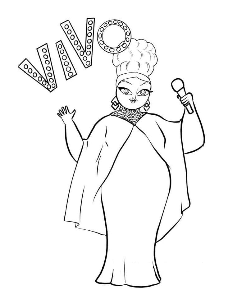 Printable Vivo: a lady singing Coloring Page for kids.