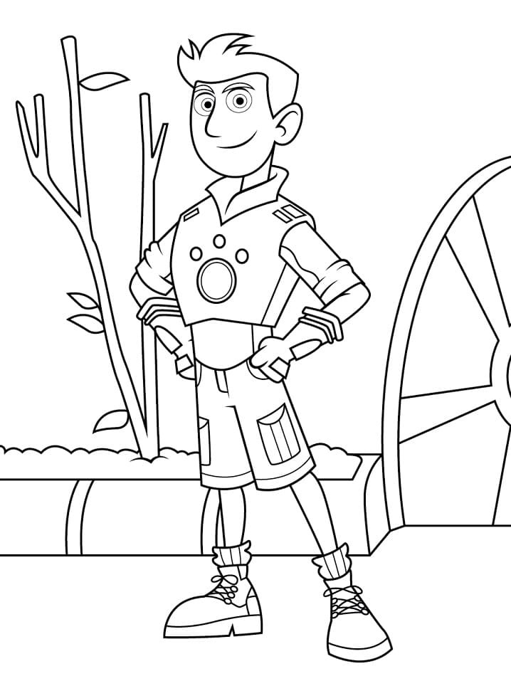 Printable Character from Wild Kratts Coloring Page for kids.